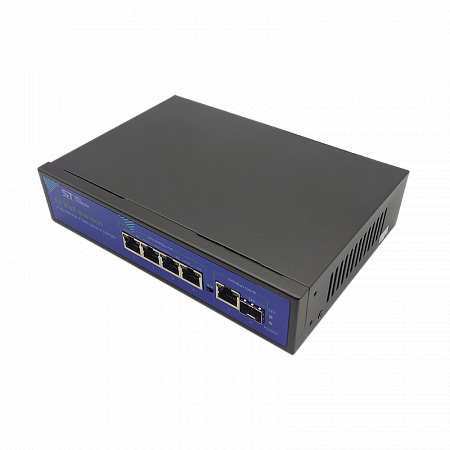 ST-S42POE(4G/1G/1S/65W/А) PRO, Switch POE 4-х портовый,  PoE порты: 4 х (10/100/1000 Мбит/с)+SFP